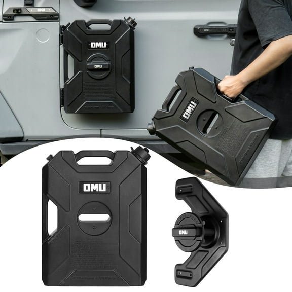 2.64 Gallon/10L Door Hinge Mount Gasoline Container Set with Snap-in Spout Locking Bracket Four-Point Installation and Multi-Use Liquid Storage for Off-Road Adventure Vehicles
