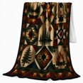thumbnail image 2 of Rustic Cabin Scene Forest Green Brown Patchwork Design, Rustic Camping Scene, Warm Flannel Blanket for Cabin and Lodge, Outdoor Lovers Friendship Gift, Artistic Home Decor, 2 of 9