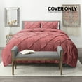 thumbnail image 4 of Nestl 3 Piece Pinch Pleated Pintuck Duvet Cover Set with Shams, Soft Microfiber,Button Closure Bedding Set, Full - Mauve, 4 of 9