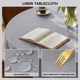 thumbnail image 2 of ICEANT 55 inch Round Tablecloth, Linen Woven Waterproof Table Cover, Solid Textured Linen Spill-Proof Table Cloth, Wrinkle Free Party Tablecloth For Outdoor Indoor, Denim Blue, 2 of 7