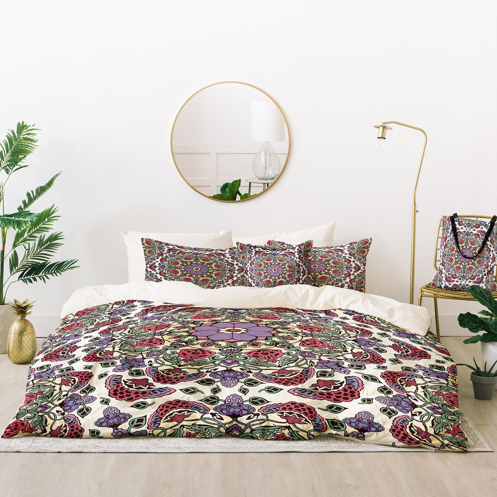 King Deny Designs Garima Dhawan Carnations Black Comforter Set with Pillow Shams 