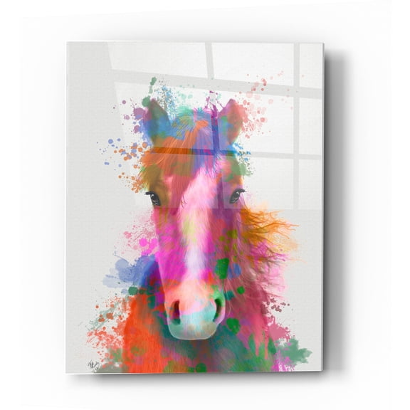 Epic Art 'Horse Portrait 2 Rainbow Splash' by Fab Funky Acrylic Glass Wall Art, 24"x36"