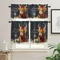 thumbnail image 2 of Snowflake Highland Cow Kitchen Curtains and Valances Set, Candle Pine Tree Merry Christmas Rod Pocket Window Valance 18 Inch Window Curtain Panels for Living Room Bedroom Laundry, 27.5x24in, 3 Pieces, 2 of 7