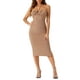 thumbnail image 1 of INSPIRE CHIC Vestidos sin mangas de halter para mujeres, vestido de cóctel bodycon con corte XL marrón claro, 1 of 5