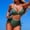 Army Green, variant on Women's Cross Back Modest Full Coverage Bikini Sets High Waisted & Floral Trim Two Piece Swimsuit for Beach