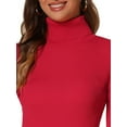 thumbnail image 5 of DARING DIVA Women's Ruffle Sleeves Pullover Knit Turtleneck Sweater S Deep Red, 5 of 6