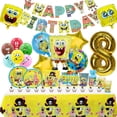 thumbnail image 2 of Decoración de fiesta de cumpleaños de Bob Esponja, globo de papel de aluminio para niños, suministros para eventos, vajilla desechable, pancarta, regalo de fondo, 2 of 5