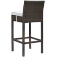 thumbnail image 5 of Contemporary Modern Urban Designer Outdoor Patio Balcony Garden Furniture Bar Side Stool Chair, Set of Four, Fabric Rattan Wicker, Brown White, 5 of 5
