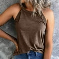thumbnail image 5 of MRULIC tank top for women Women's Solid Color Slim Fit O Neck Halter T-Shirt Top Vests Tank Sleeveless Blouse Womens tank tops Brown + S, 5 of 7
