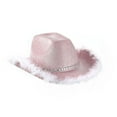 thumbnail image 3 of Biezeib Western Flash Powder Hat Raw Edge White Diamond Strip Bride Adult Velvet Double-sided Nightclub Carnival Hat, 3 of 6