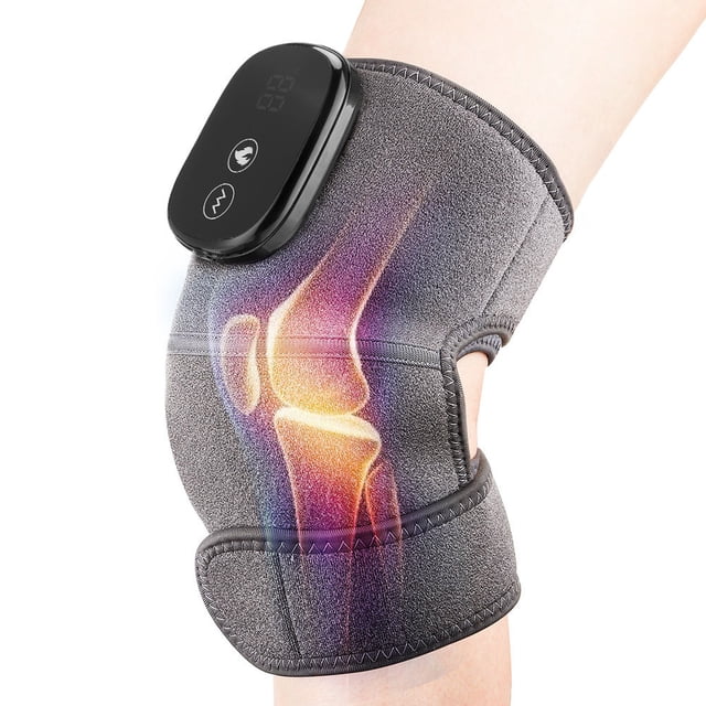 Rodillera calentada, 3 masajeadores de rodilla ajustables con calor y vibración para aliviar el dolor de rodilla artrítica, masajeador de rodilla con adaptador de corriente brillar Electrónica