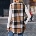 thumbnail image 3 of Women's Plaid Vest Button Down Sleeveless Jacket Casual Outerwear Womens Vests Lightweight Fall Outfits Sleeveless Checkered Shirt Women's Tops Business Casual Trendy Fashion Waistcoat, 3 of 9