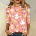 thumbnail image 1 of YLHFASHION T-shirt à Manches Trois-Quarts à Col Rond Décontracté Imprimé Floral pour Femmes Liquidation T-shirt à Manches Longues pour Femmes, 1 of 4