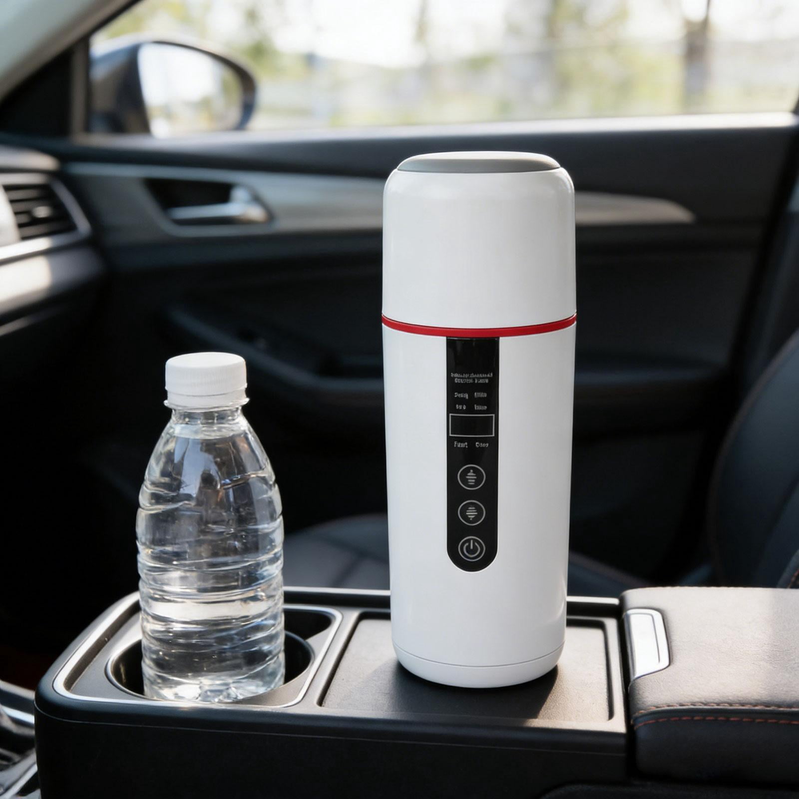 Fiocias Car Heating Cup Car Electric Kettle Digital Temperature Display Fast Boiling 12V White