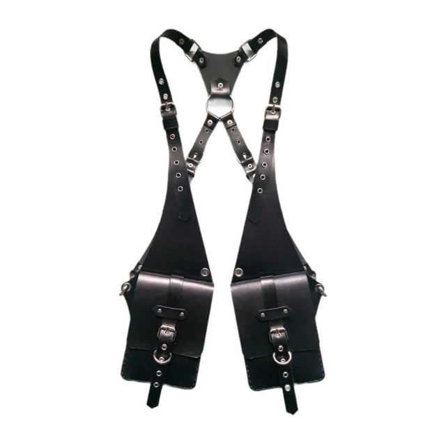 Bolso de hombro tipo chaleco para mujer y hombre, ideal para fiestas medievales Steampunk. Negro