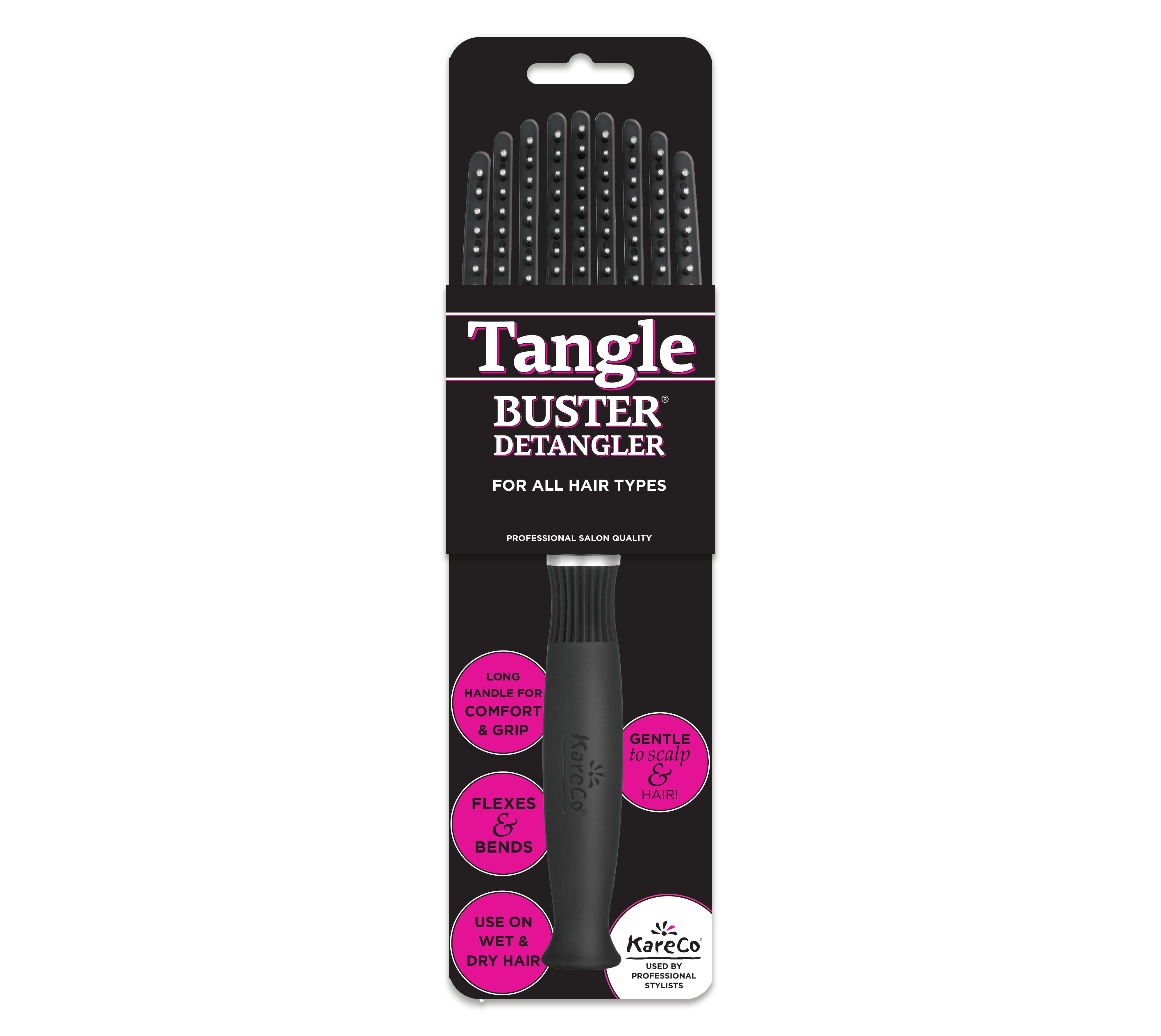 KareCo Tangle Buster Hair Brush Salon Professional Flexible Paddle, Black