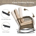 thumbnail image 2 of 3 Piece Outdoor Patio Wicker Rocking Chair Set – All-Weather Dark Grey Rattan Conversation Furniture with Cushions & Coffee Table – High Back Porch Rocker for Garden, 2 of 8