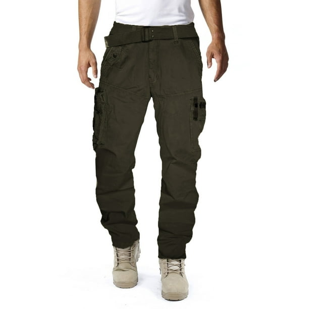 ETHANOL Men's Relaxed Cargo Pants with 6 Big Pockets Casual Work ...