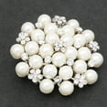thumbnail image 3 of Wedding Brooch Women Crystal White Pearls Large Flower Pin, 3 of 6