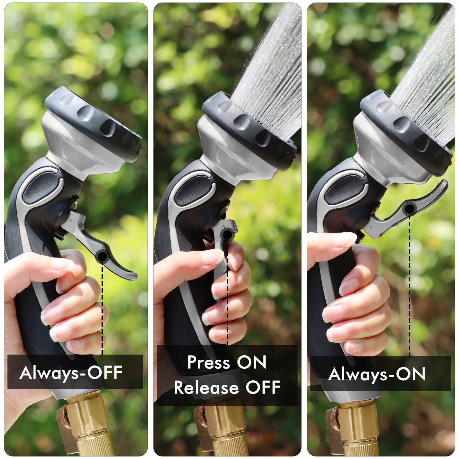 Restmo Durable Ergonomic Hose Nozzle with 9 Spray Patterns, Heavy Duty Metal Water Sprayer for Lawn, Garden, Car & Pet