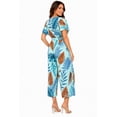 thumbnail image 3 of Women's Tropical Print Short Sleeve Wide Leg Jumpsuit with Tie Waist Detail Blue 1XL, 3 of 4