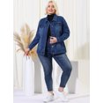 thumbnail image 3 of Chaqueta de mezclilla uxcell con botones y bolsillo en el pecho Azul denim oscuro 1X, 3 of 6