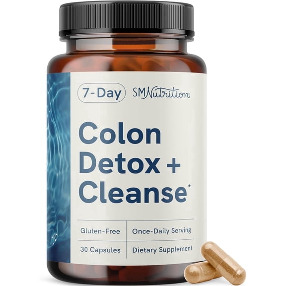 SMNutrition Colon Cleanse Detox Supplement with Probiotics for Digestive Health, 30 Capsules