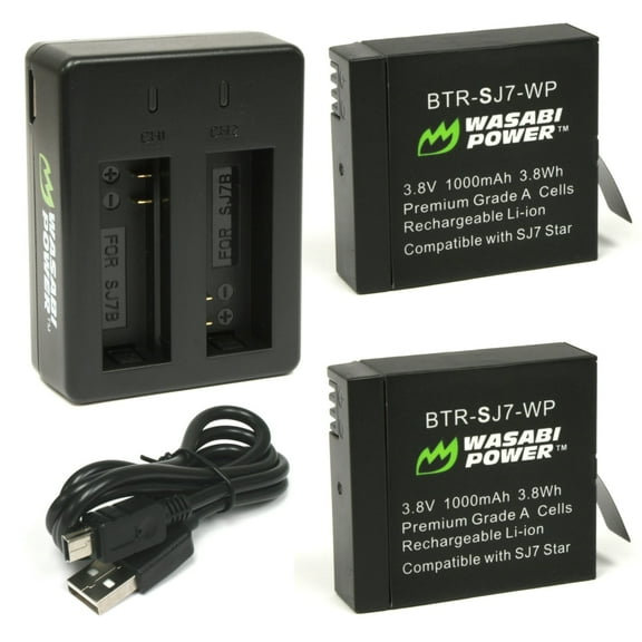 Wasabi Power Battery (2-Pack) and Dual Charger for SJCAM SJ7, SJ7 Star