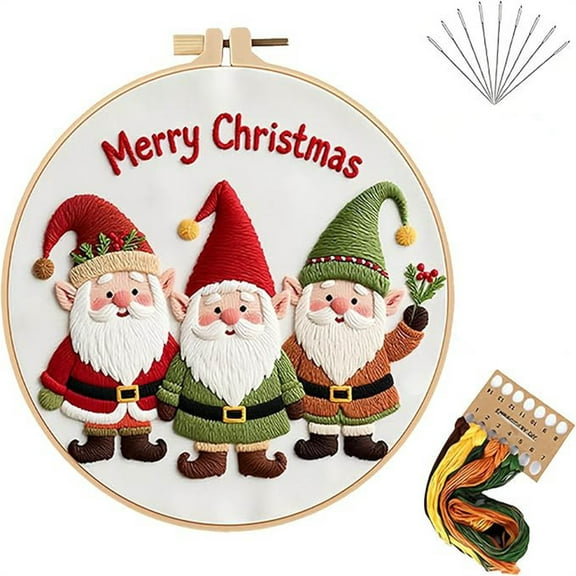 Fzsteel Christmas Embroidery Kit DIY Craft Set with European Floral Patterns, Premium Needle & Thread Supplies for Holiday Home Decor