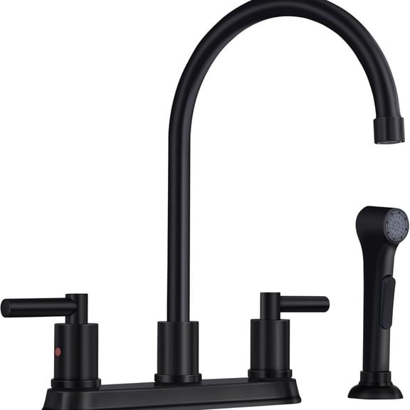 8 inch Kitchen Faucet with Side Sprayer for RV Laundry Utility Bar, Stainless Steel High Arc 2 Handle Kitchen Faucet with 24 inch Pull Out Pause Sprayer 4-Hole Installation