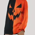 thumbnail image 1 of Vestido De Punto Con Patrón De Cara De Calabaza De Halloween, Vestido Informal De Manga Larga Con Bloques De Color Para Invierno Y Otoño, Ropa De Mujer, 1 of 4