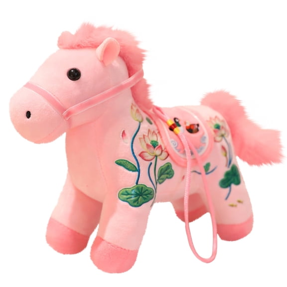 2026 Year of The Horse Mascot Plush Pendant 1 Pc Chinese New Year Hanging Ornaments Zodiac Horse Gift Stuffed Animal Zodiac Decoration Lunar New Years Home Spring Festival Decoration, 4.72 Inch, Pink