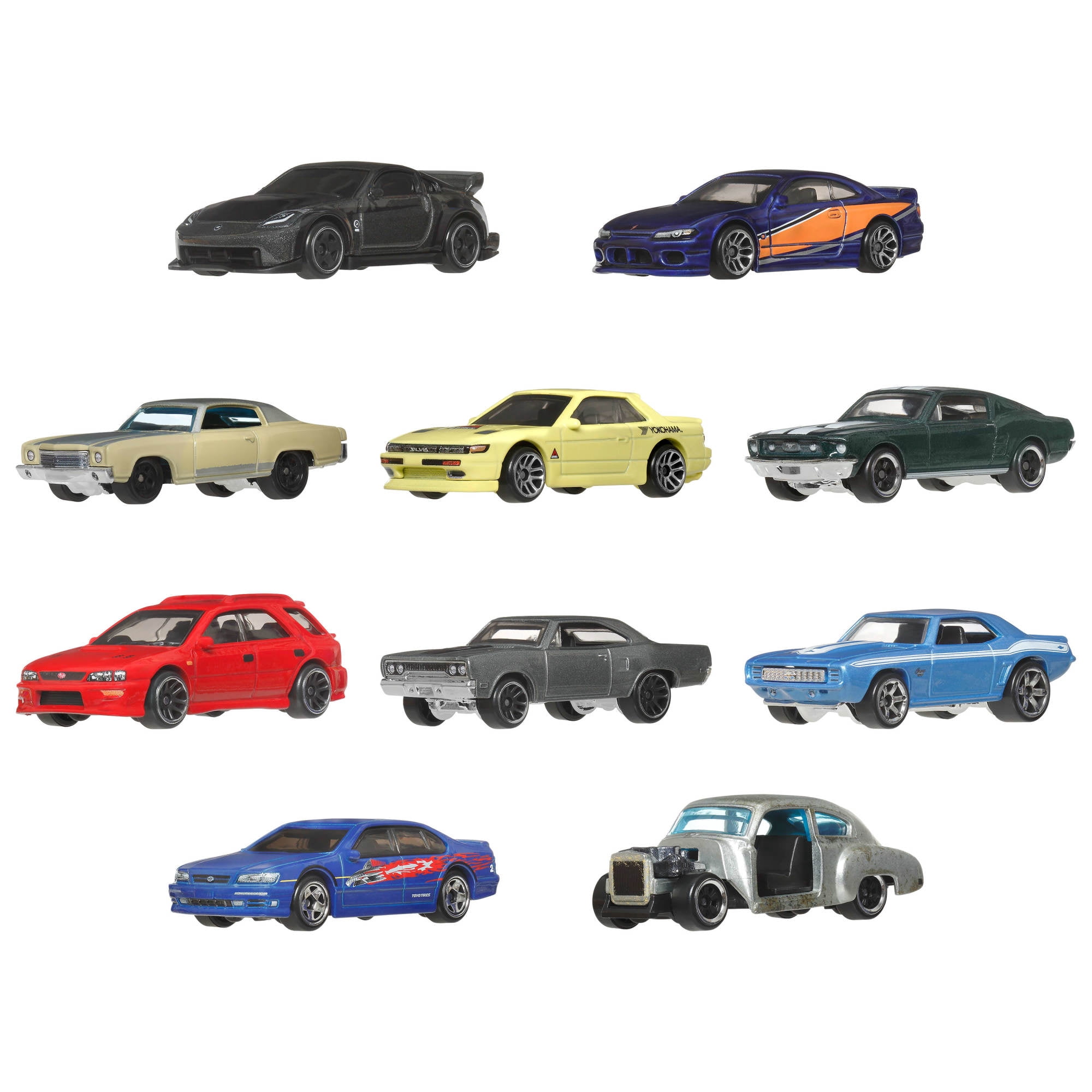 Hot Wheels Fast & Furious Set of 10 Vehicles in 1:64 Scale with 2