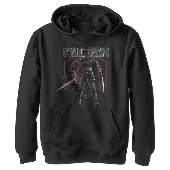Boy's Star Wars: The Rise of Skywalker Kylo Ren Emblem Pull Over Hoodie Black Large