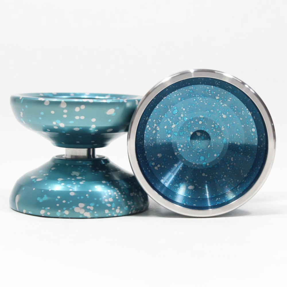 Unparalleled Ion and Anion Yo-Yo - Monometal and Bimetal YoYo Set (Ion Blue Speckle Anion Blue Speckle)