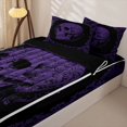 thumbnail image 3 of Homewish Baroque Antique Skull Zipper Full Size Comforter Sets with Fitted Sheet and 2 Pillowcases for Kids, Lavender Mandala Floral Zipper Bedding Set, Black Reversible, 4pcs, 3 of 6