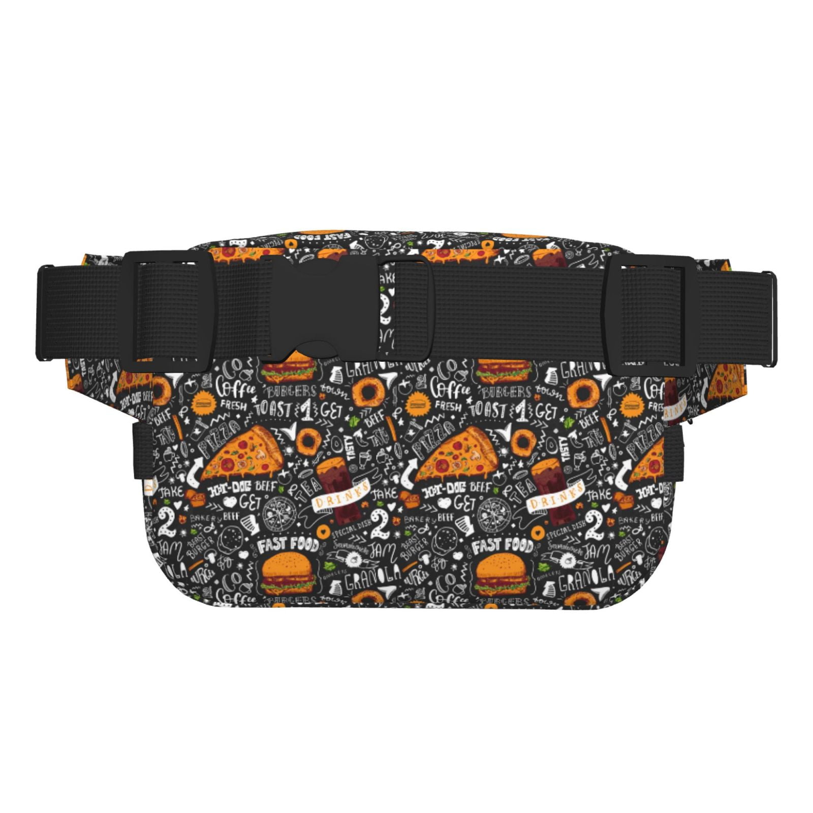 Picia Fastfood 1 Print Square Double-Layer Waist Bag Mini Adjustable Waist Belt Bag Exercise Running Travel Hiking