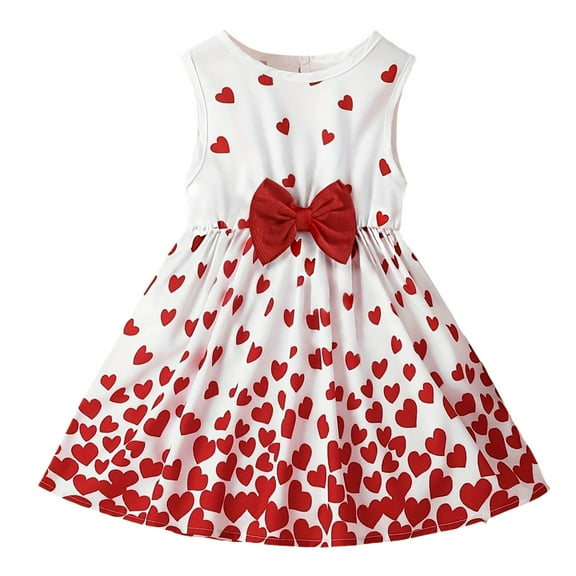 Girls' Dresses Little Girl A Line Dresses Bowknot Dress Casual Girl Dresses Party Baby Dress White 12 Months-18 Months