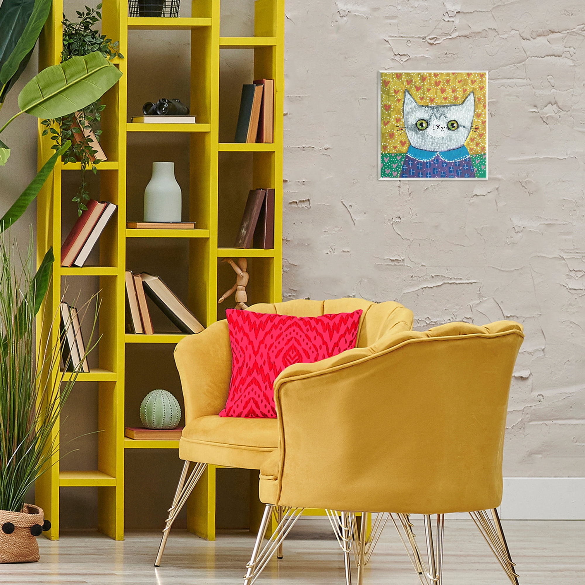 Stupell Industries Kitten with Fun Patterns Animals & Insects Painting Unframed Art Print Wall Art, 12 x 12