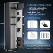 Omethey 4-5 Fireproof Gun Safes, Quick Access Fingerprint Gun Safe, Gun Cabinet with Backlit Keypad & Mute Mode, Long Gun Safe with Adjustable Gun Support, Removable Shelf & Metal Storage Box