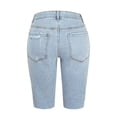 thumbnail image 7 of Sngxgn Womens Ripped Jean Shorts High Waisted Stretchy Frayed Distressed Raw Hem Denim Shorts(Blue,S), 7 of 7