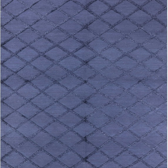 Ahgly Company Indoor Square Mid-Century Modern Slate Blue Trellis Area Rugs, 8' Square
