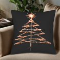 thumbnail image 5 of Set of 2 18x18in Throw Pillow Covers - Modern Black Christmas Tree Design with Glowing Orange Lines Perfect for Couch Bed or Car, 5 of 8