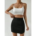 thumbnail image 6 of LinYooLi Women's Solid High Waist Pencil Belt Skirt Bodycon Mini Skirt, 6 of 6