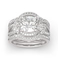 thumbnail image 2 of Oryn Jewelry 1.9 Ct Radiant Moissanite Ring - 14K White Gold Plated Halo Style - Triple Band Engagement Ring for Women, 2 of 5