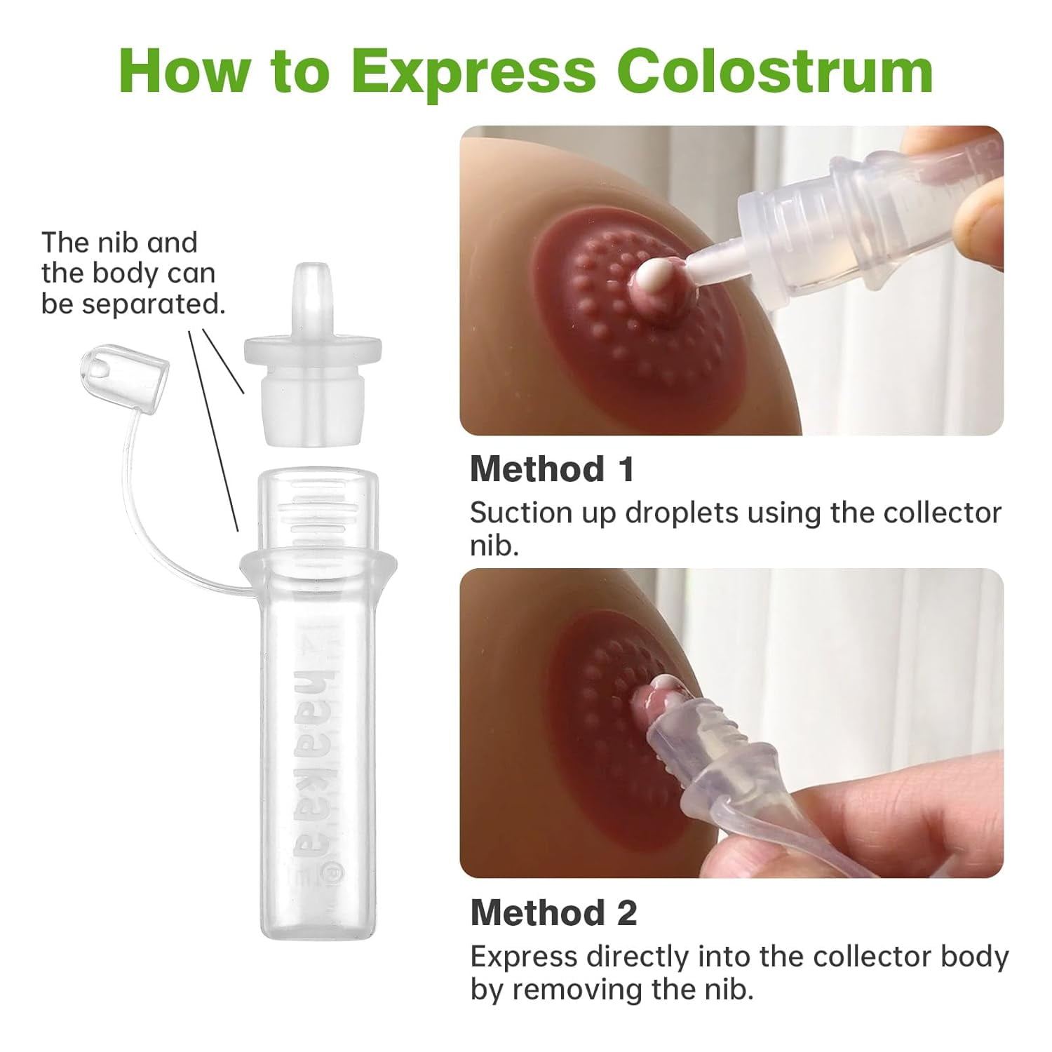 haakaa Colostrum Collector Syringes for Breastmilk Syringe Liquid, Collect  Store