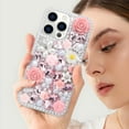 thumbnail image 6 of for iPhone 14 Plus Bling Case with Strap, Luxury Glitter Rhinestone Diamond Crystal Sparkle Rose Flower Pearl Floral Bracelets Soft Bumper Protective Case Cover for Women Girls Yellow, 6 of 17
