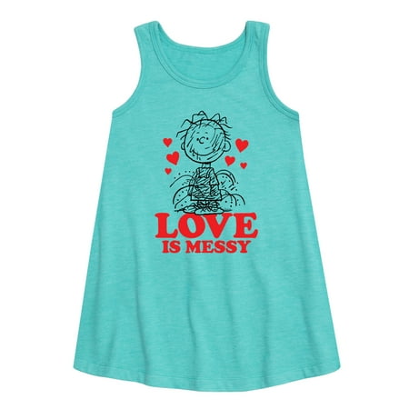 

Peanuts - Pigpen Love Is Messy - Toddler and Youth Girls A-line Dress