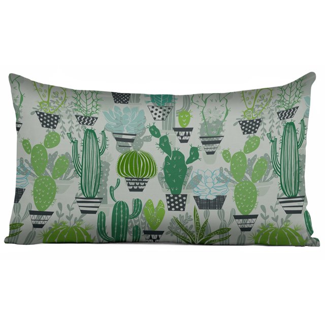 Vargottam Luxe, Imprimé Vert Menthe 3 Housses de Coussin Décoratives - 20x12 Pouces