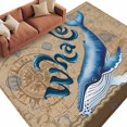 thumbnail image 2 of Summer Blue Sea Whale Living Room Rugs 6'x9', Nautical Vintage Ocean Wave Compass Sailboat Linen Low Pile Throw Large Area Rug Non-Slip Sturdy Edge Binding Carpet for Dining Room Kitchen Office, 2 of 9